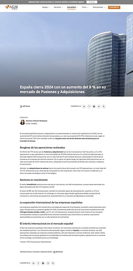 Espaa cierra 2024 con un aumento del 8 % en su mercado de Fusiones y Adquisiciones
